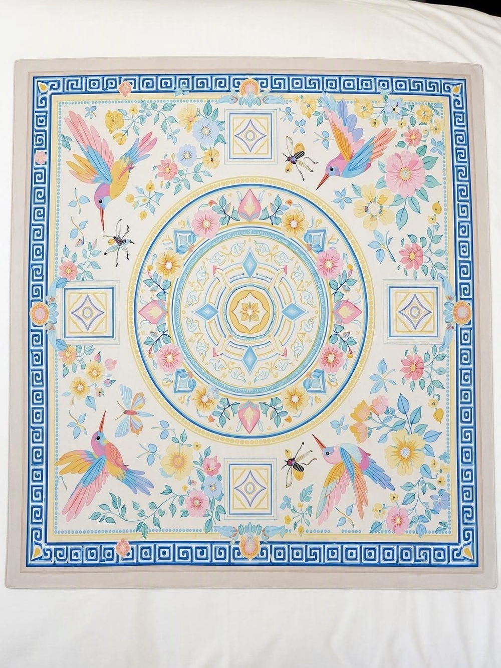 Decorative Hummingbird Tapestry in Pastel Blue & Pink